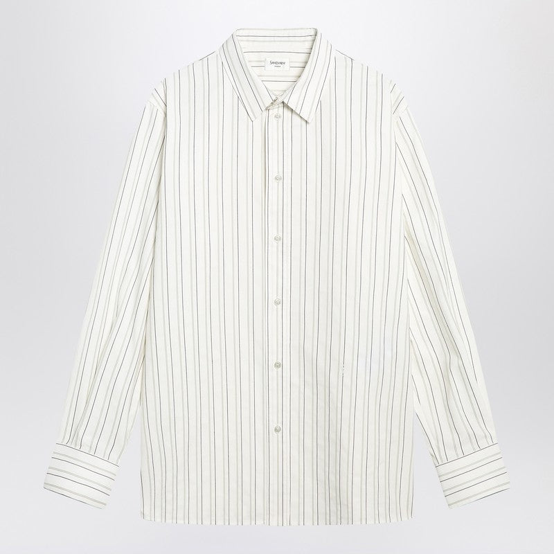 Saint Laurent - Saint Laurent White striped Cassandre shirt in cotton - Shirts