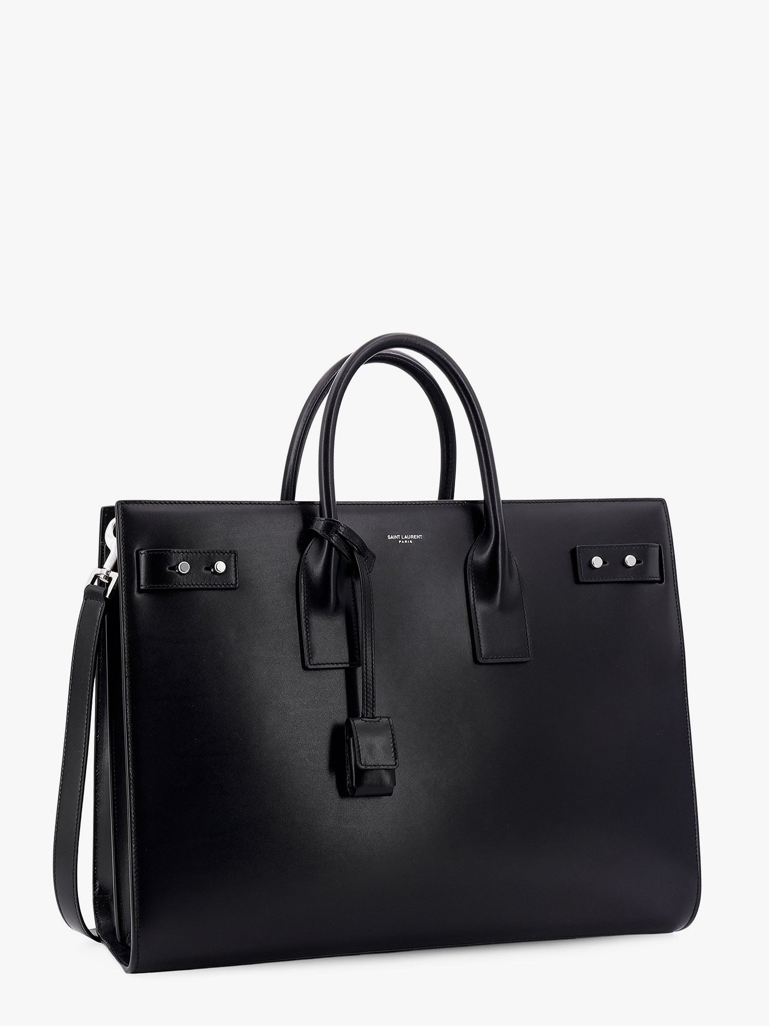 Saint Laurent - Leather Handbag With Frontal Logo Print - Home->Man->Bags->Handbags