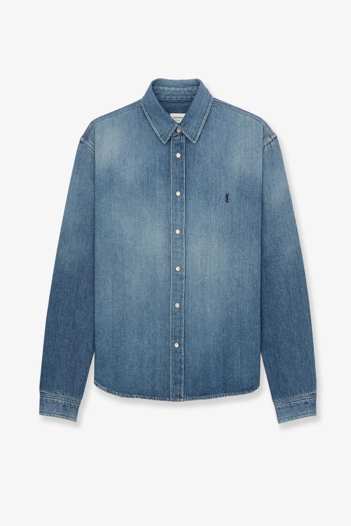 Saint Laurent Cassandre Horizon Blue Denim Men Shirt –