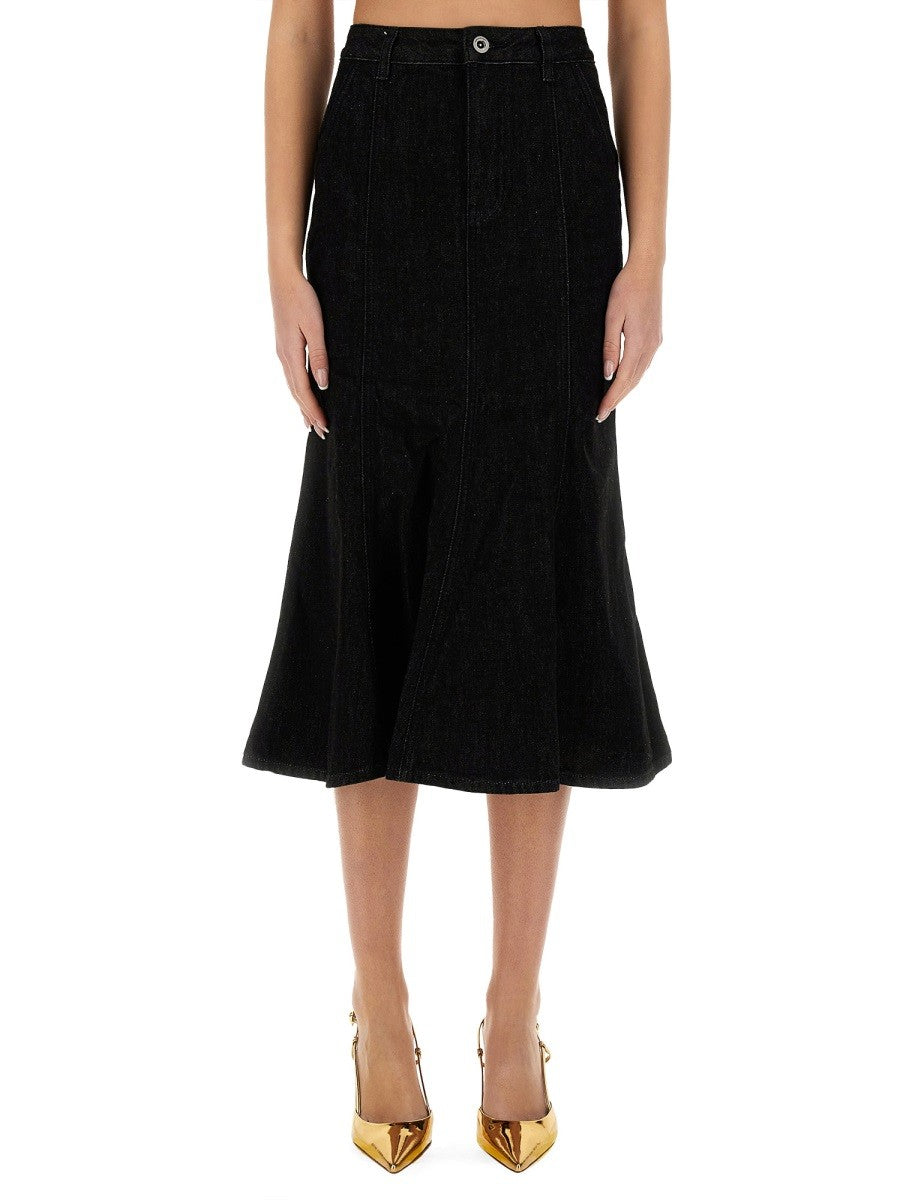 SELF-PORTRAIT - Self Portrait Denim Flared Midi Skirt - Woman->Clothing->Skirts