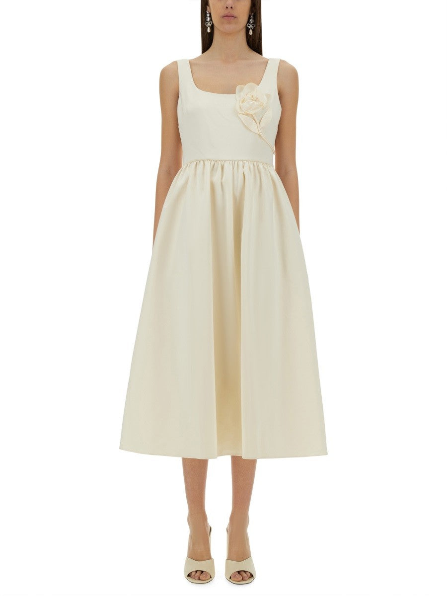 SELF-PORTRAIT - Self Portrait Midi Dress With Floral Appliqués - Woman->Clothing->Dresses