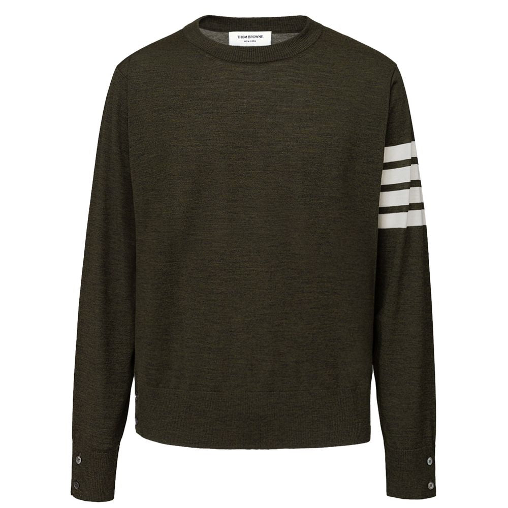 Thom Browne - Thom Browne Dark Green Crewneck Sweater - Men’s Clothing