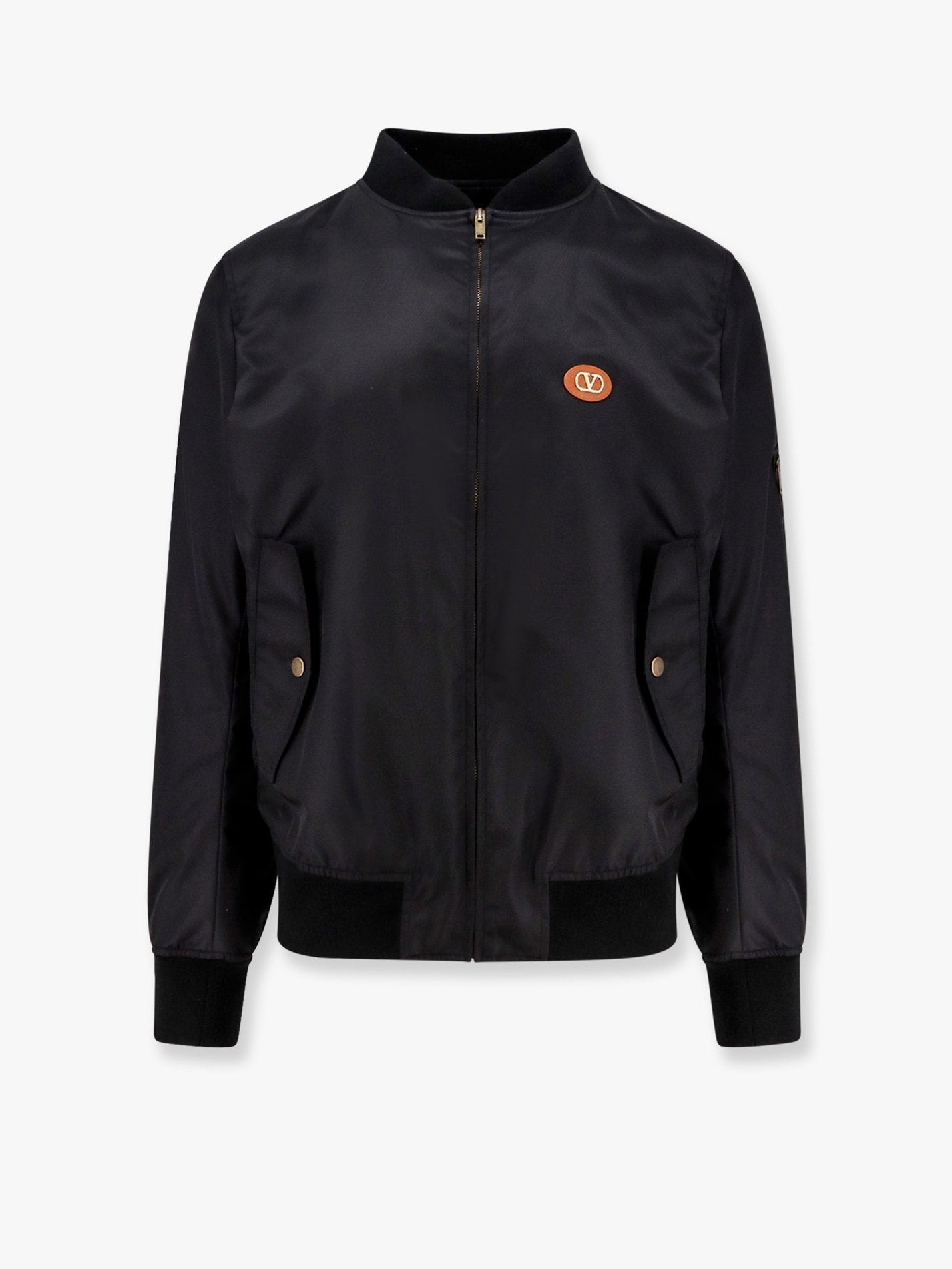 Valentino - Valentino Nylon Bomber With Leather Patch And Vlogo Detail - Men’s Outerwear