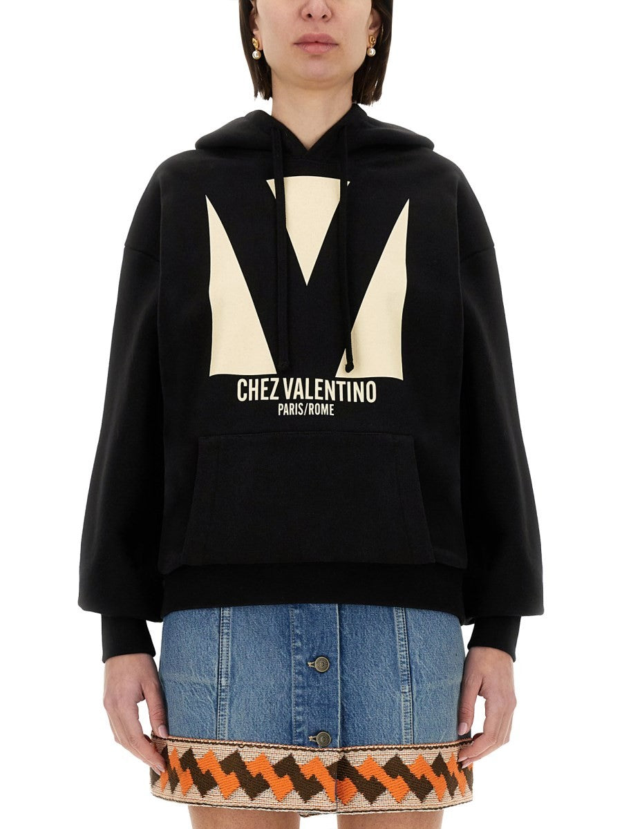 Valentino - Valentino Cotton Hoodie With Print - Women’s Sweatshirts
