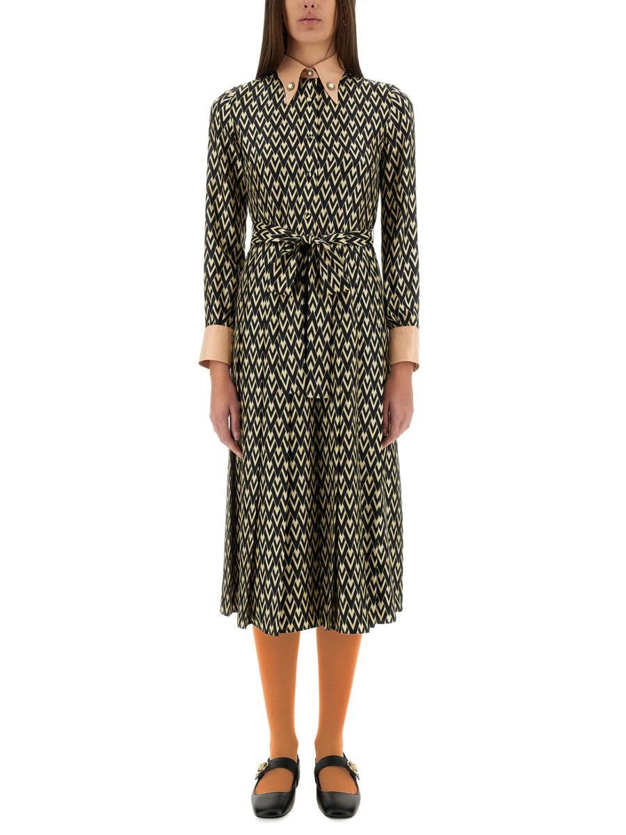 Valentino - Valentino ’Toute La V’ Twill Midi Dress - Woman->Clothing->Dresses
