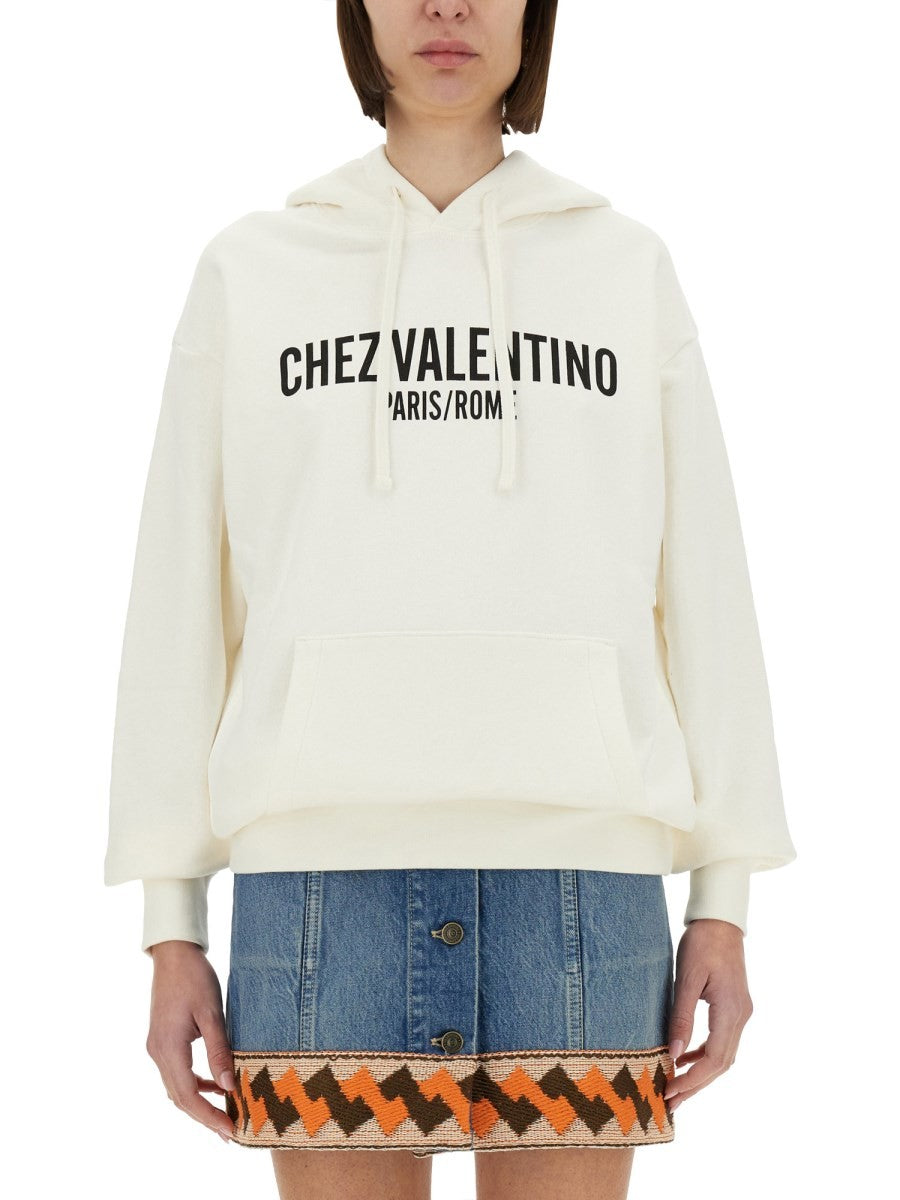 Valentino - Valentino Cotton Hoodie With Print - Women’s Sweatshirts