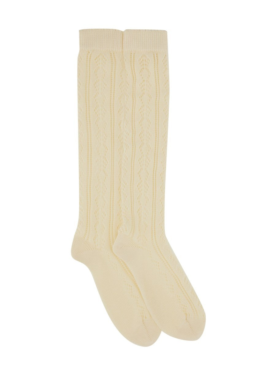 Valentino - Valentino Perforated Cotton Socks With Vlogo - Women’s Accessories
