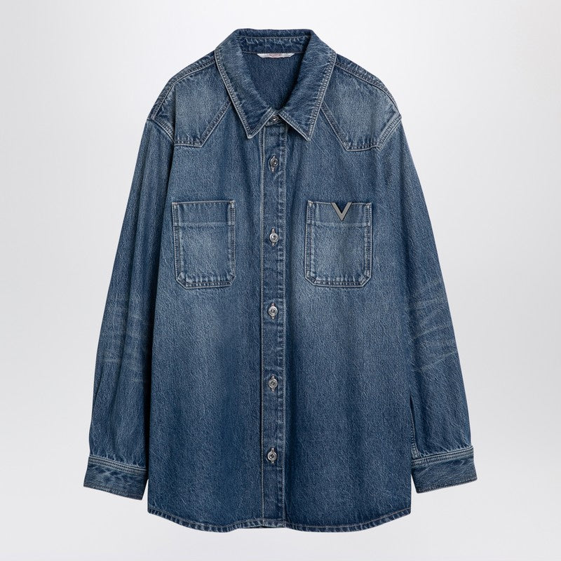 Valentino - Valentino Blue denim shirt with V detail - Shirts