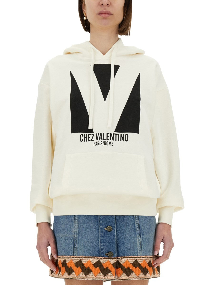 Valentino - Valentino Cotton Hoodie With Print - Women’s Sweatshirts