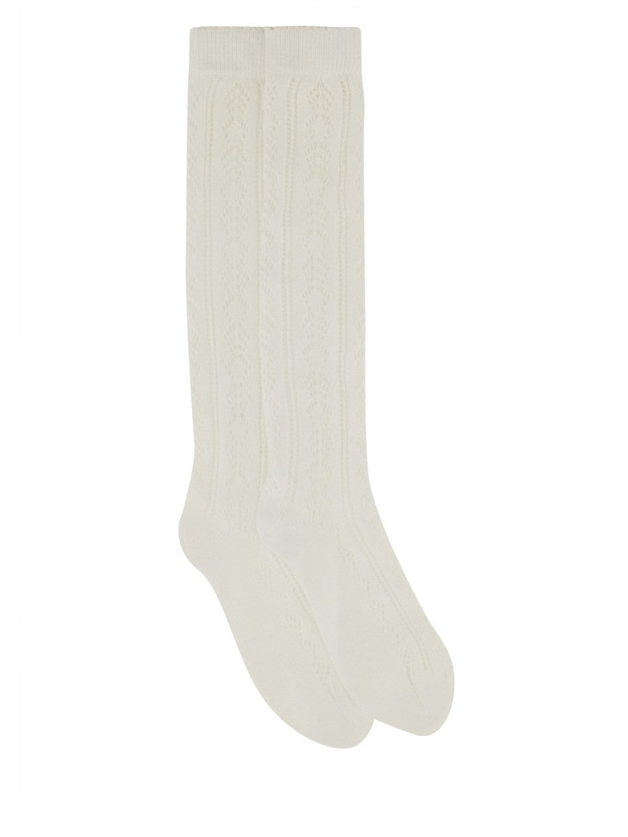 Valentino - Valentino Perforated Cotton Socks With Vlogo - Women’s Accessories