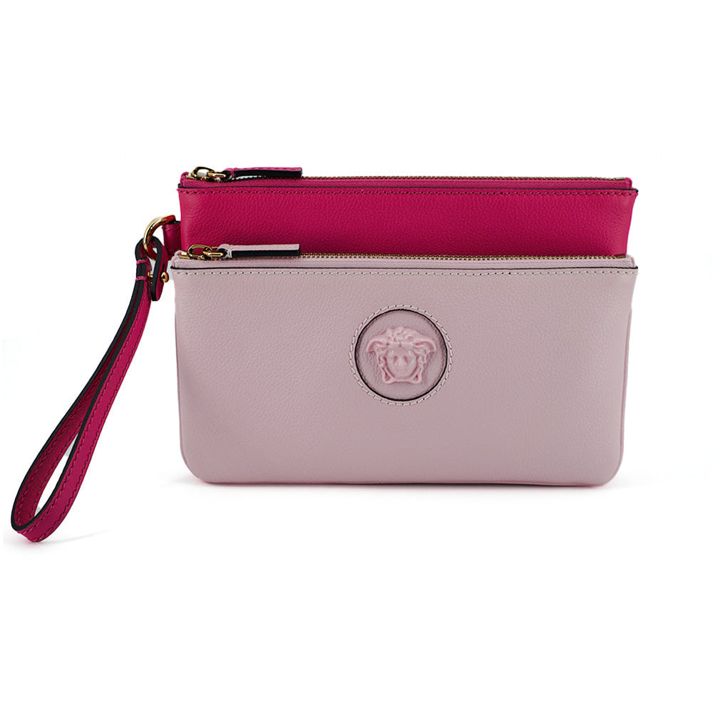 Versace - Versace Pink Calf Leather Pouch Clutch - Women’s Bags