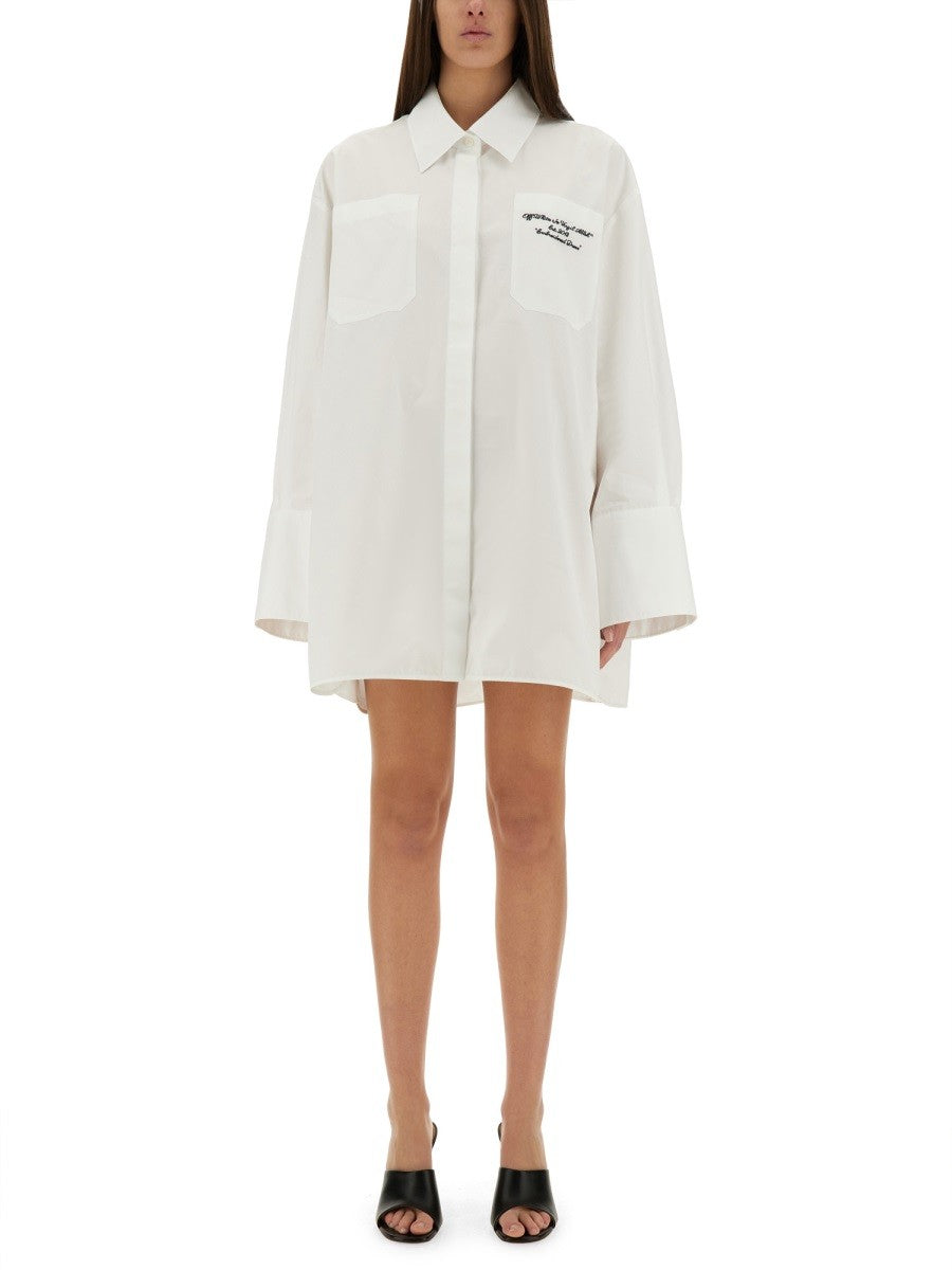 Off-white - Off White Oversized Poplin Shirt - Woman->Clothing->Dresses