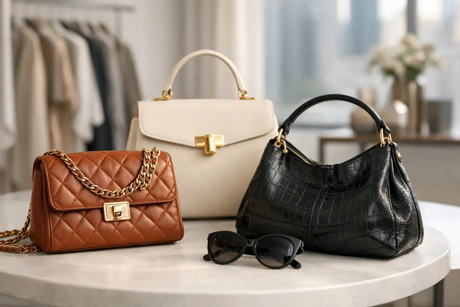 Brown quilted leather crossbody bag with gold chain strap and clasp featured in designer bags new arrivals worth watching