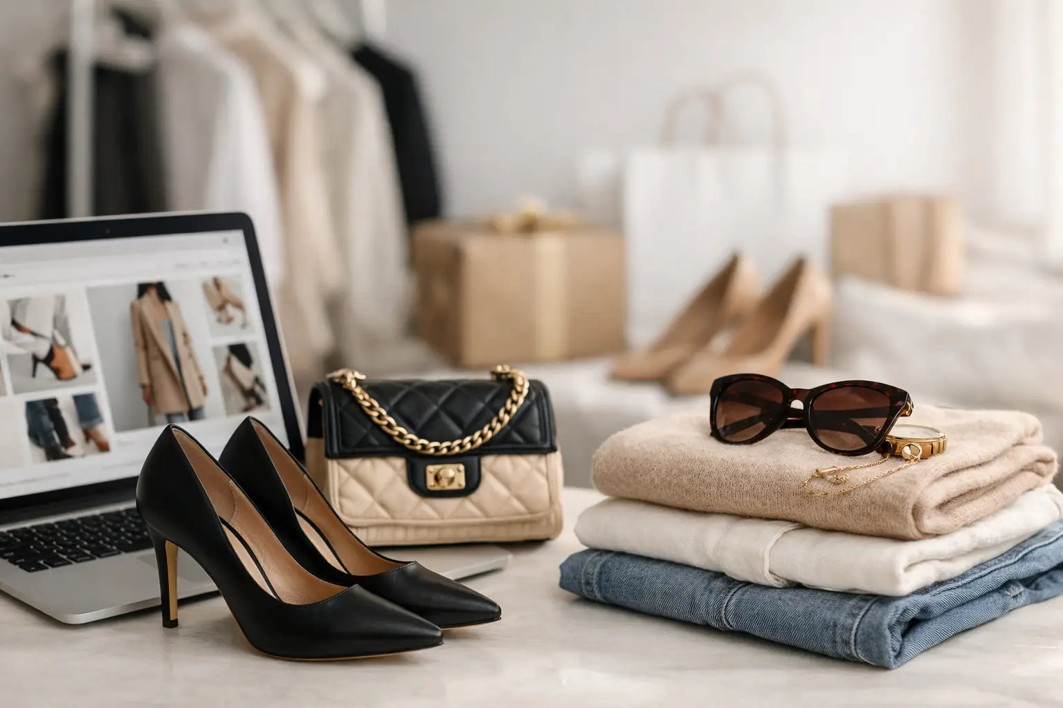 Black patent leather high-heeled pumps with pointed toe and stiletto heel featured in designer sale clothing online