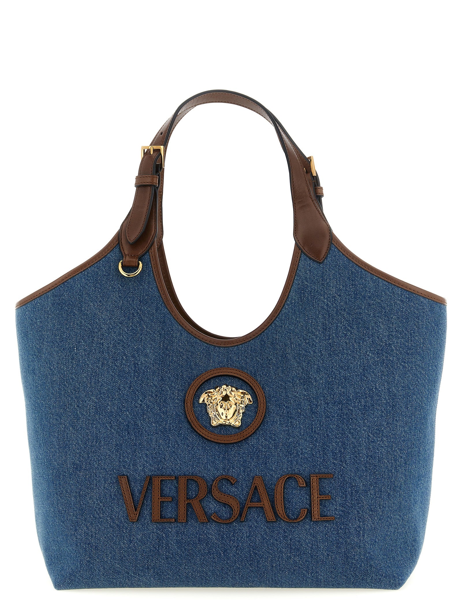 VERSACE Women's Medium La Medusa Shopping Bag Blue