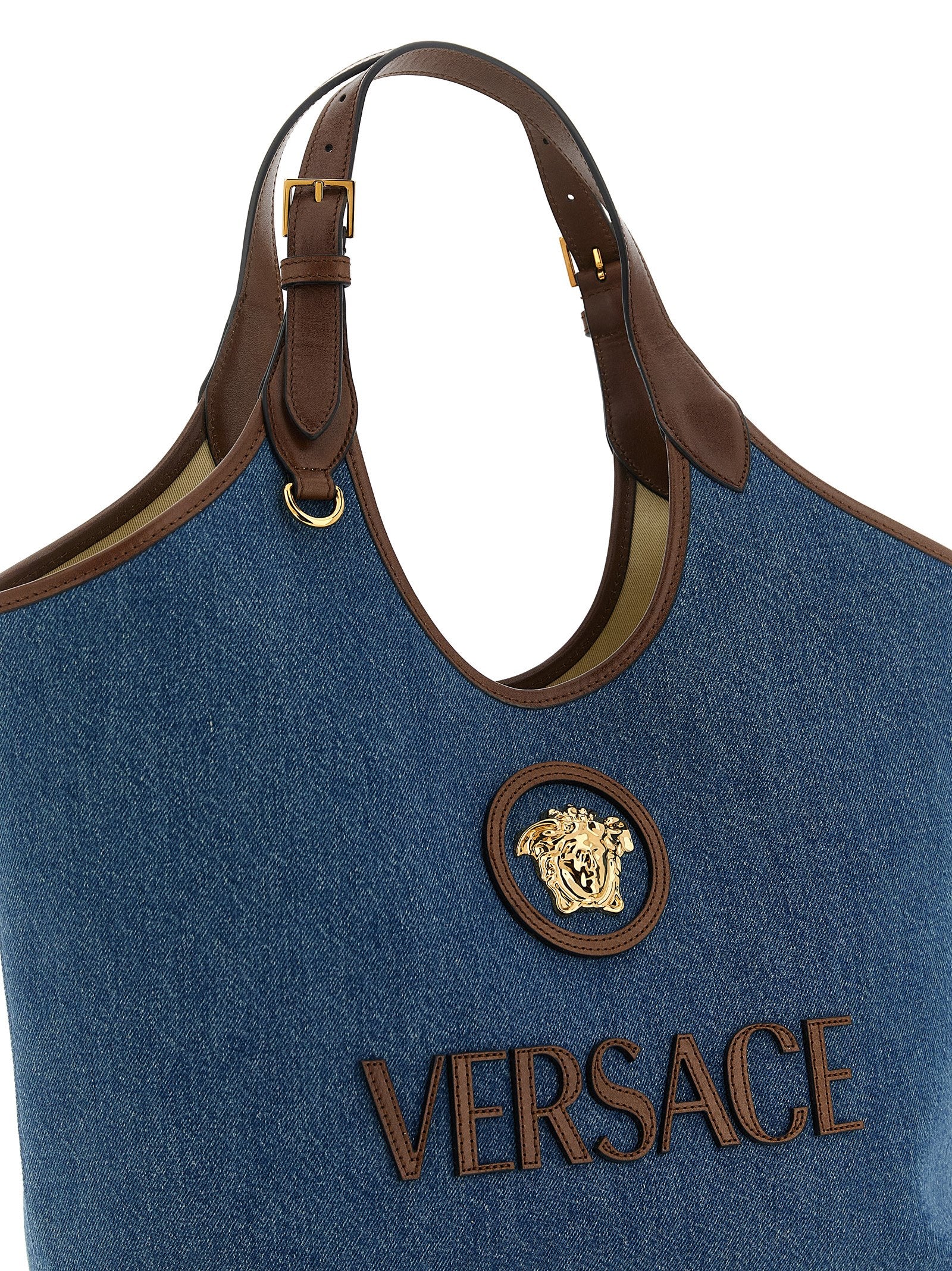 VERSACE Women's Medium La Medusa Shopping Bag Blue