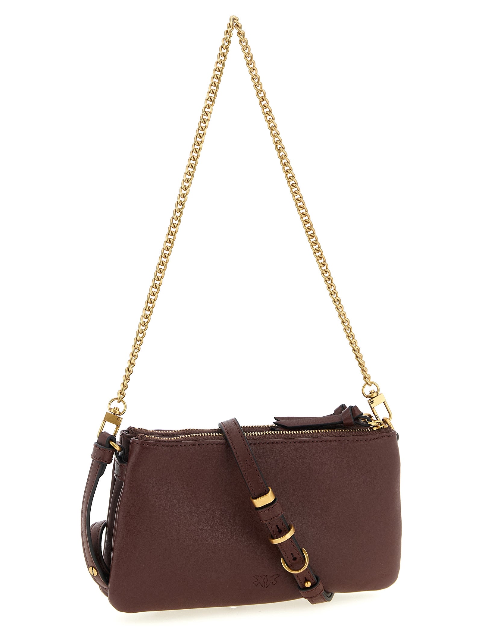 PINKO Women's Mini Double Small Crossbody Bag Bordeaux