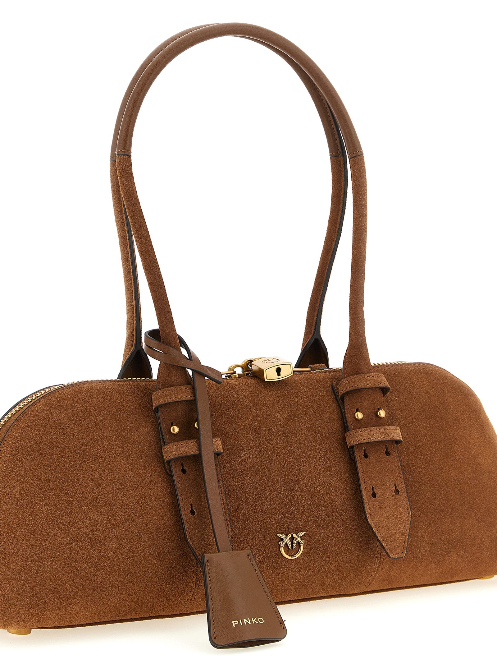 PINKO Women's Bowling Baguette Large Shoulder Bag Brown