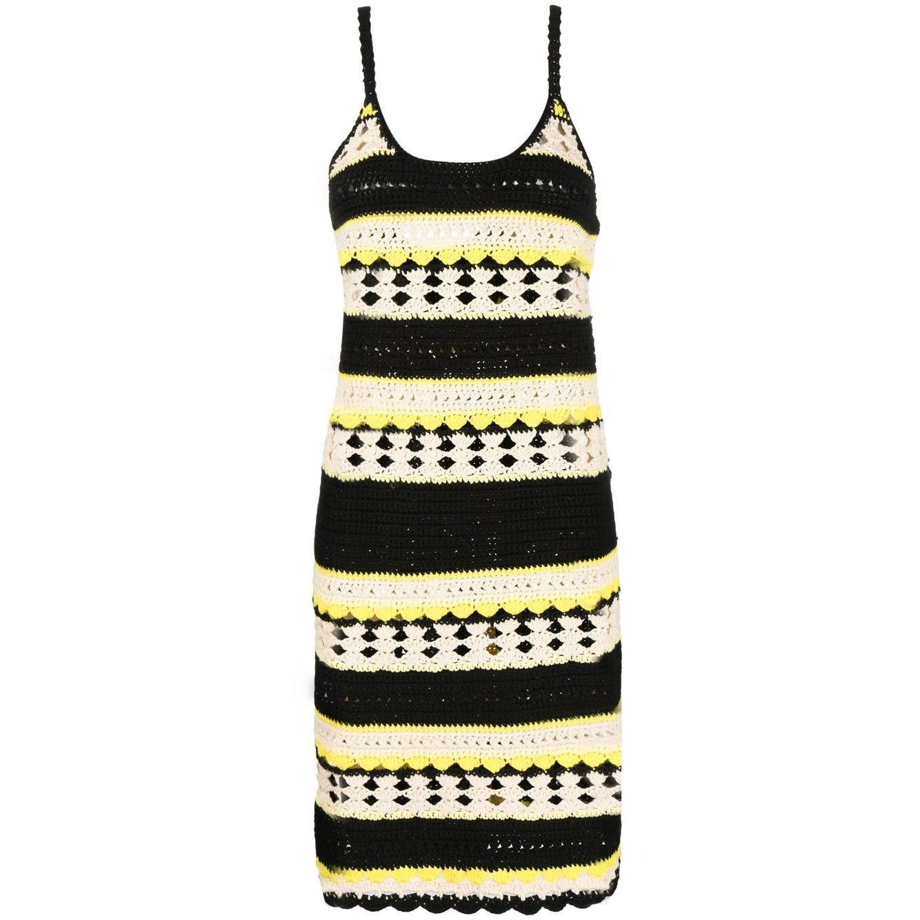 Ganni striped open-knit minidress
