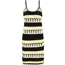 Ganni striped open-knit minidress