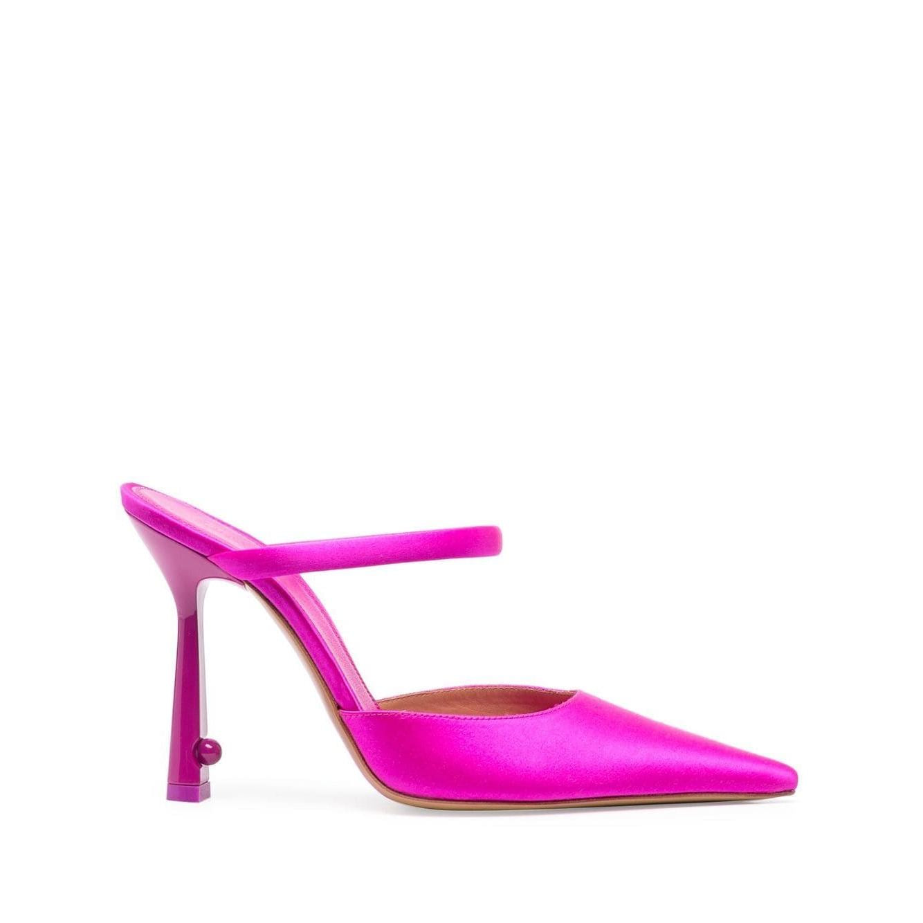 Off White satin lollipop mules