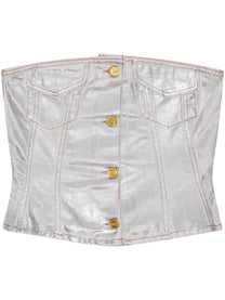Ganni Silver Foil Denim Corsage