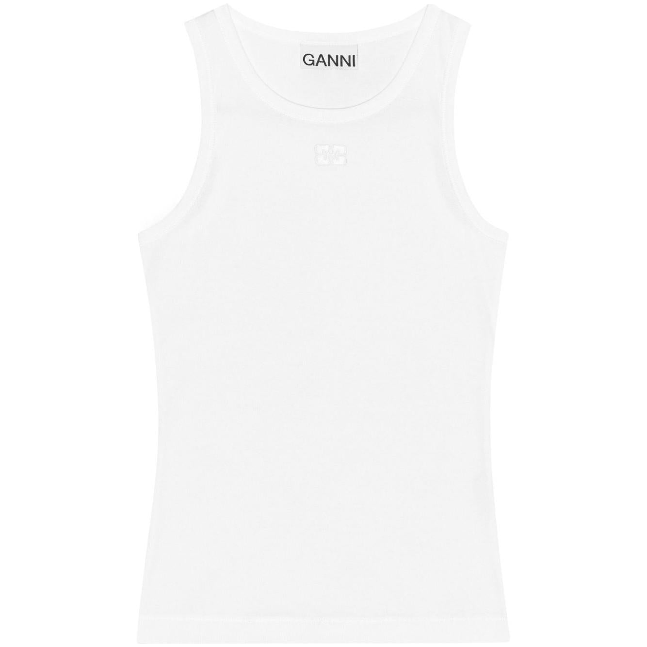 Ganni Cotton Rib Tank Top