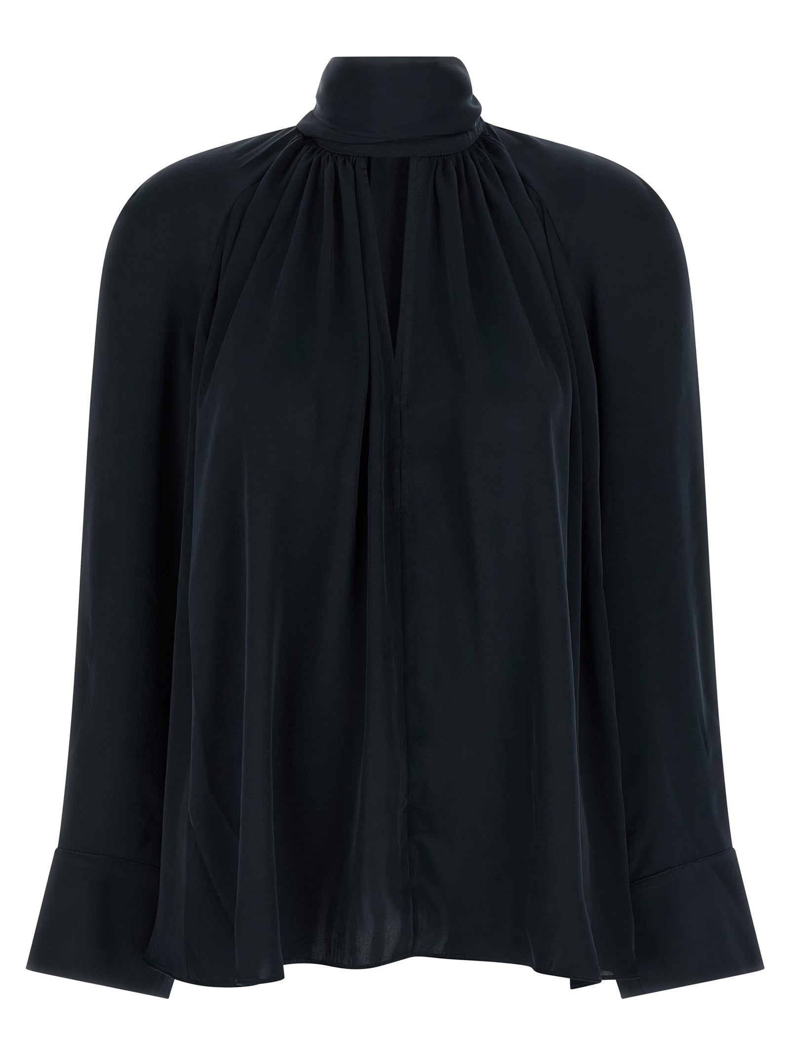 ROTATE BIRGER CHRISTENSEN - ROTATE BIRGER CHRISTENSEN Women’s Satin Bow Blouse Blue - Women’s Tops