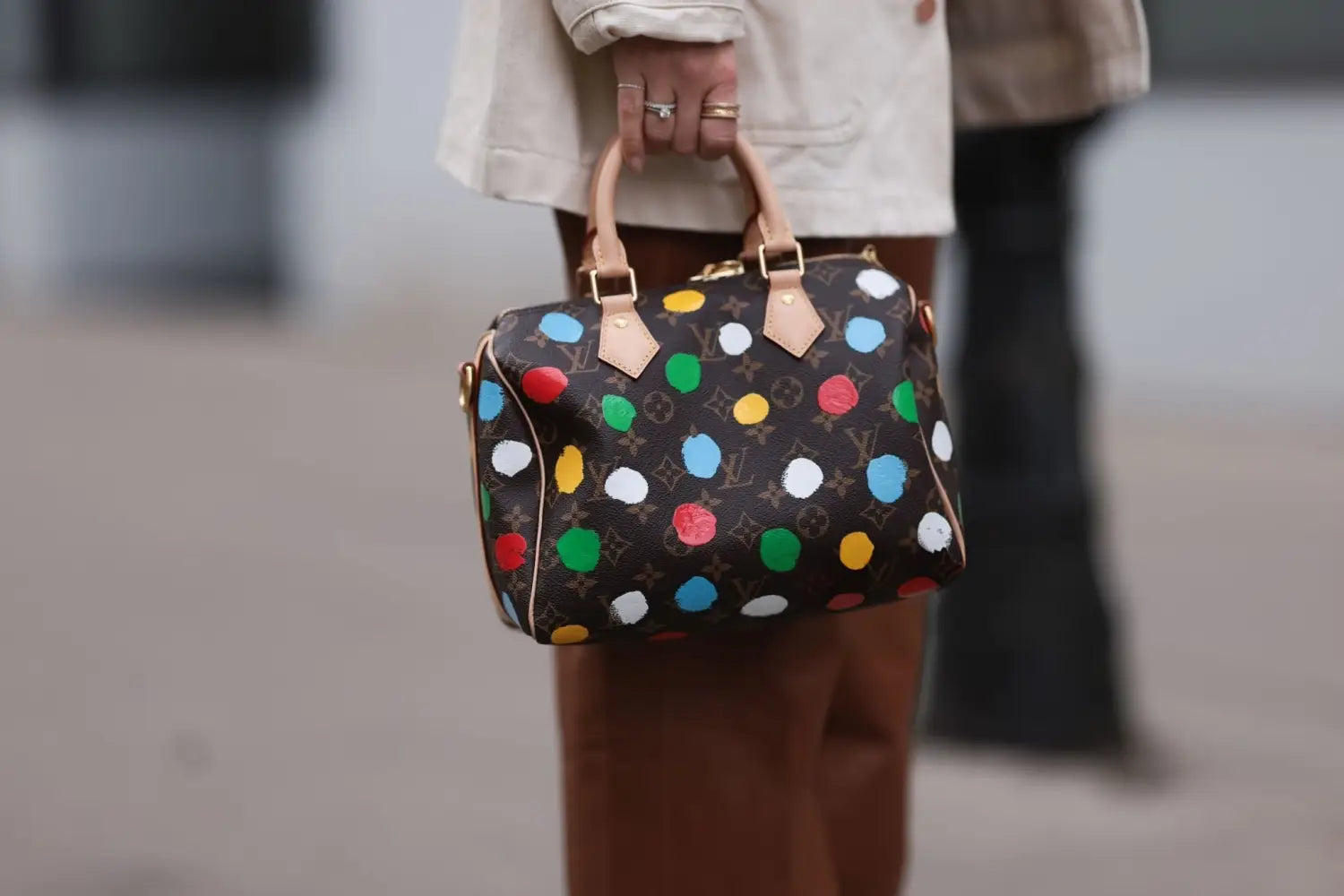 Black Louis Vuitton Speedy 30 with multicolored polka dot monogram