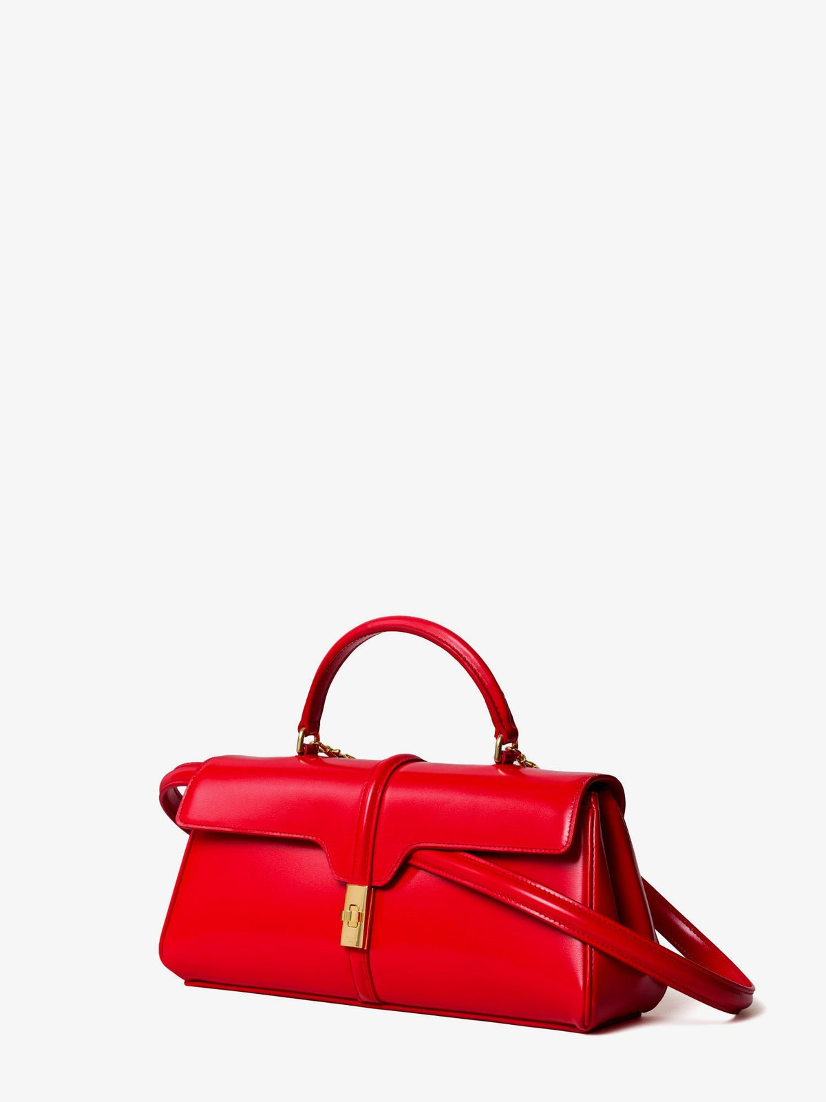 Celine Women's East West Handbag in Satin Calfskin Red, view 3