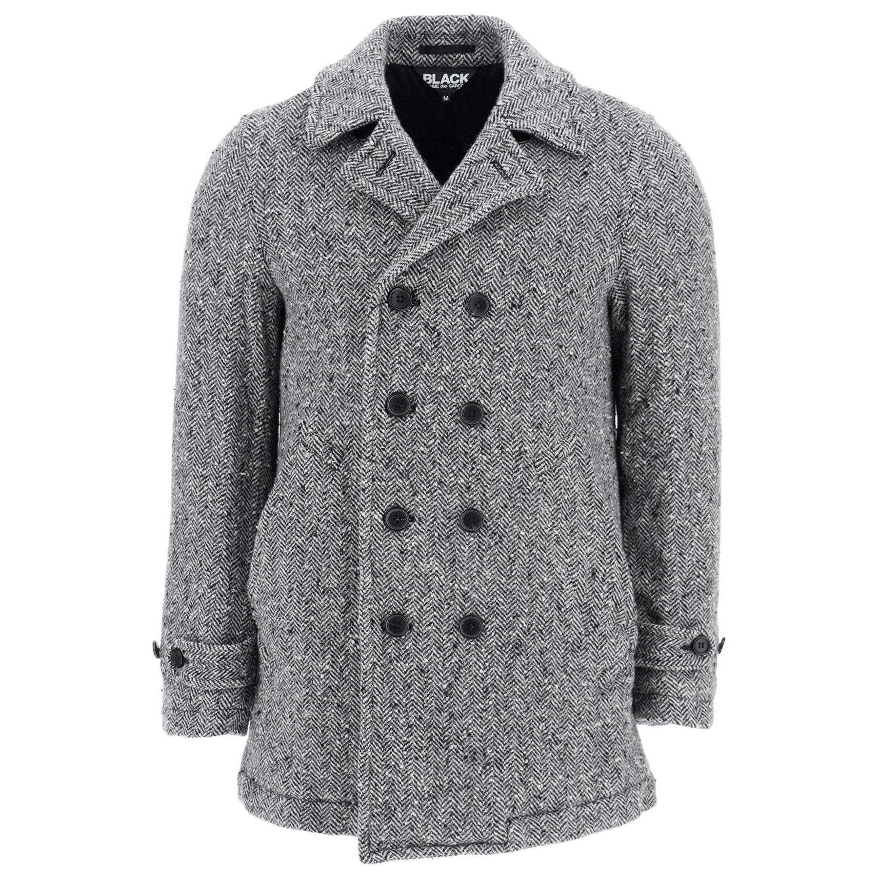COMME DES GARCONS BLACK herringbone wool caban