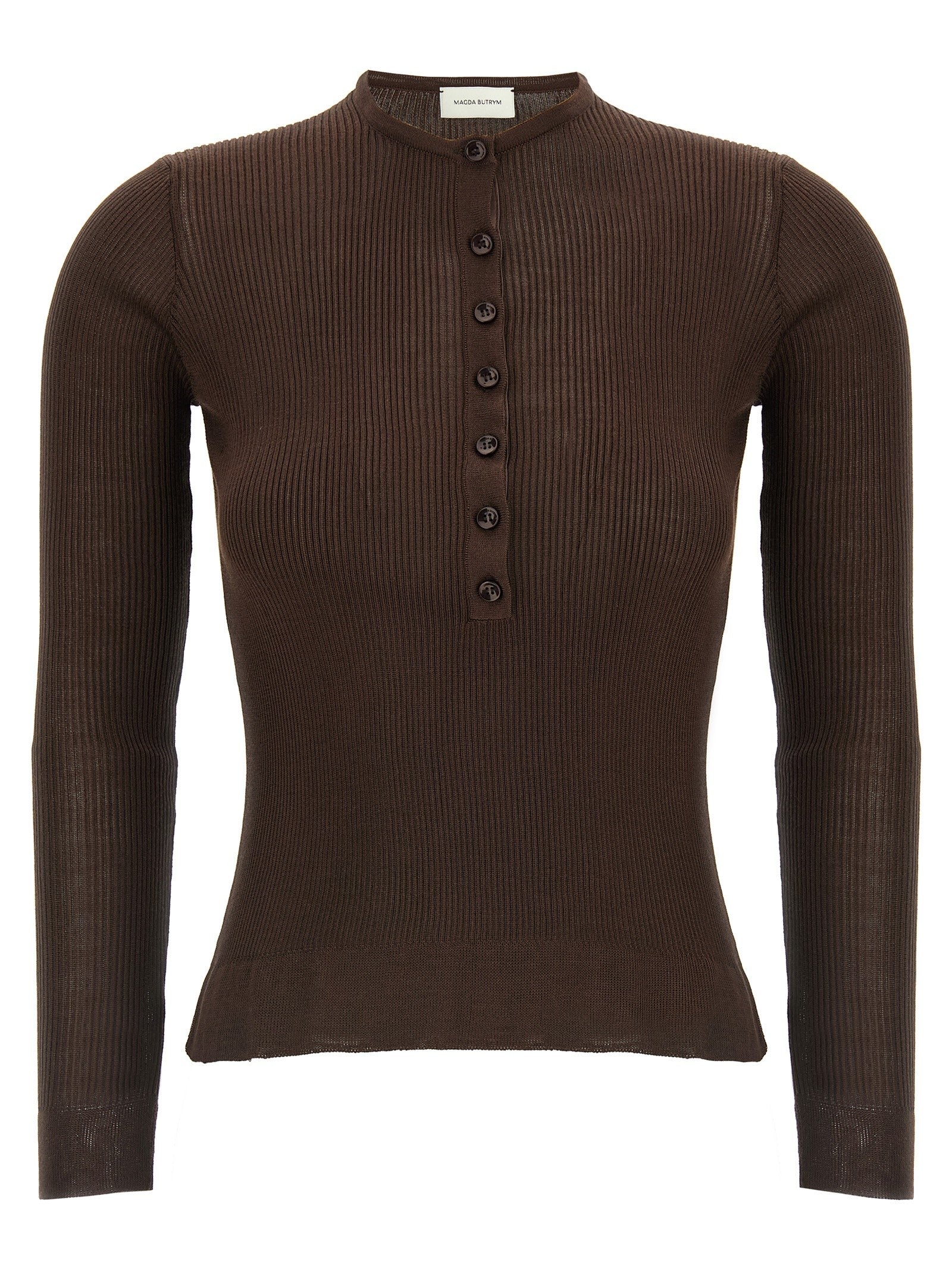 Magda Butrym Silk Sweater Brown