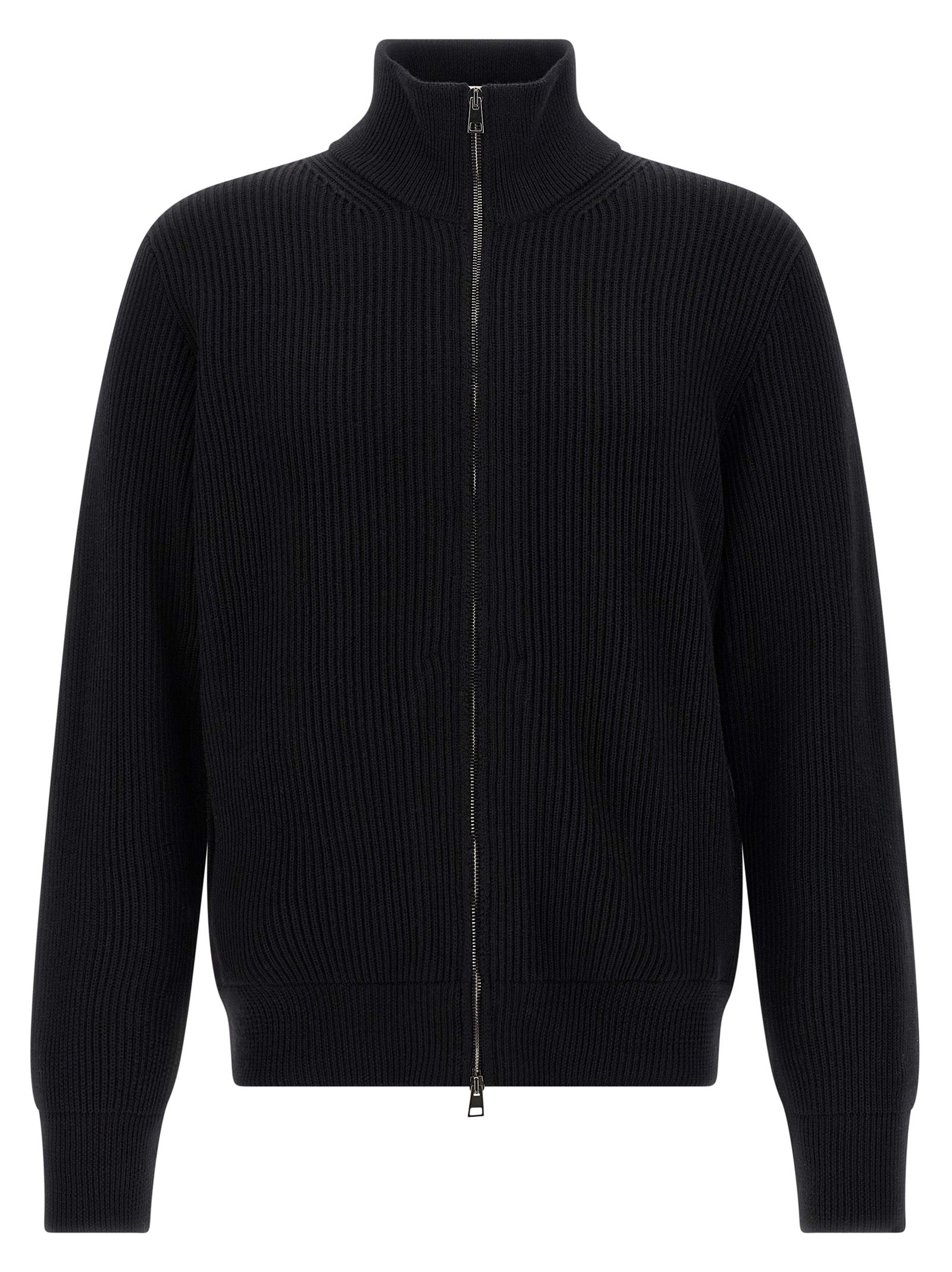 ROBERTO COLLINA - ROBERTO COLLINA Men’s Ribbed Cardigan Black - Men’s Knitwear