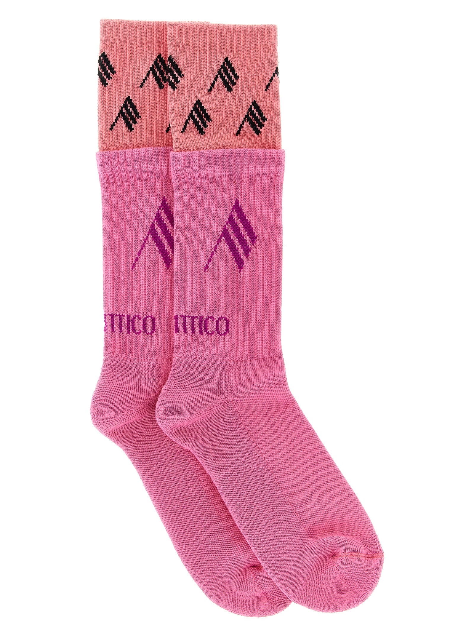 THE ATTICO Women's Double Layer Logo Socks Pink