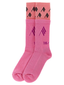 THE ATTICO Women's Double Layer Logo Socks Pink