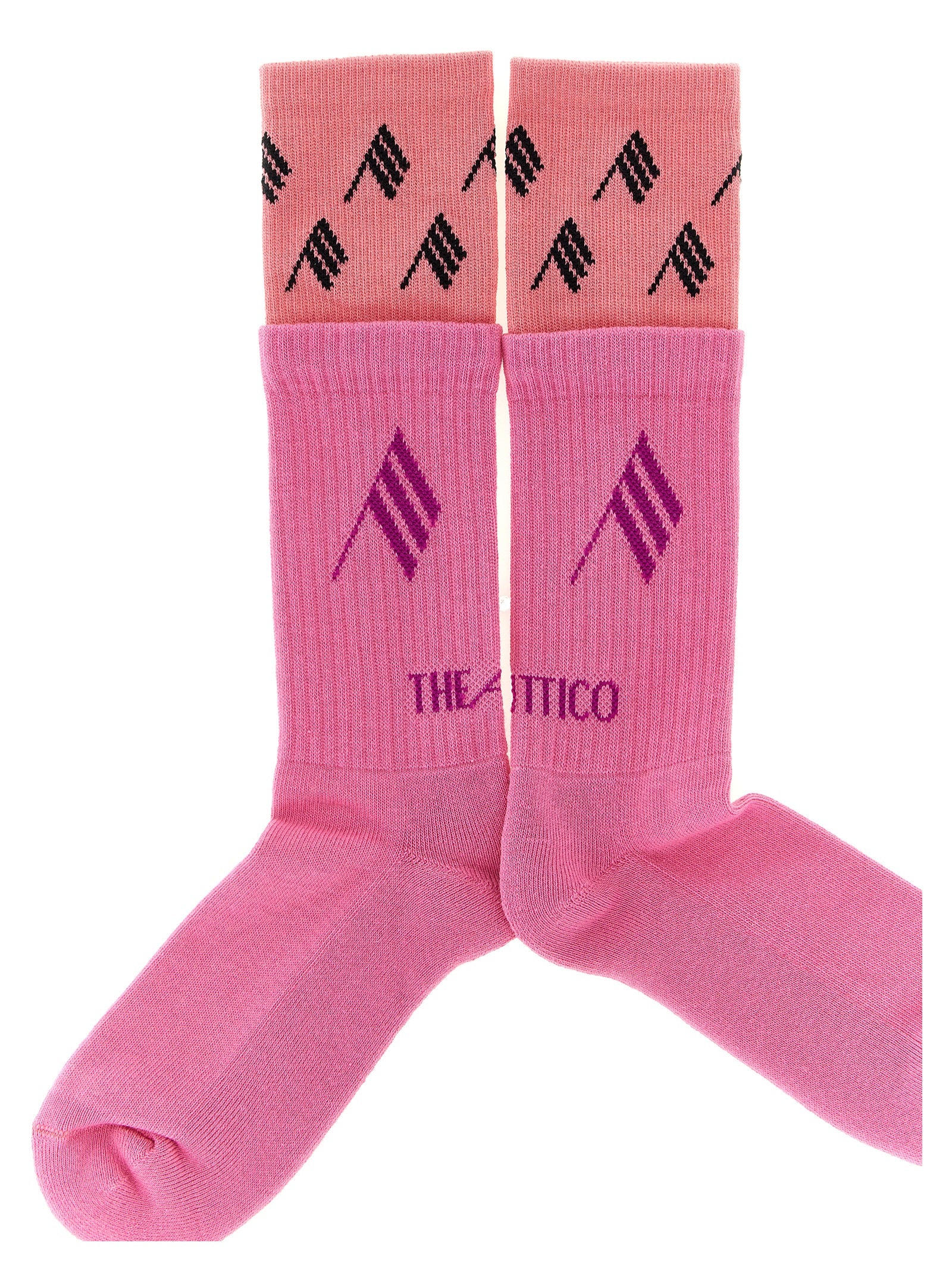 THE ATTICO Women's Double Layer Logo Socks Pink