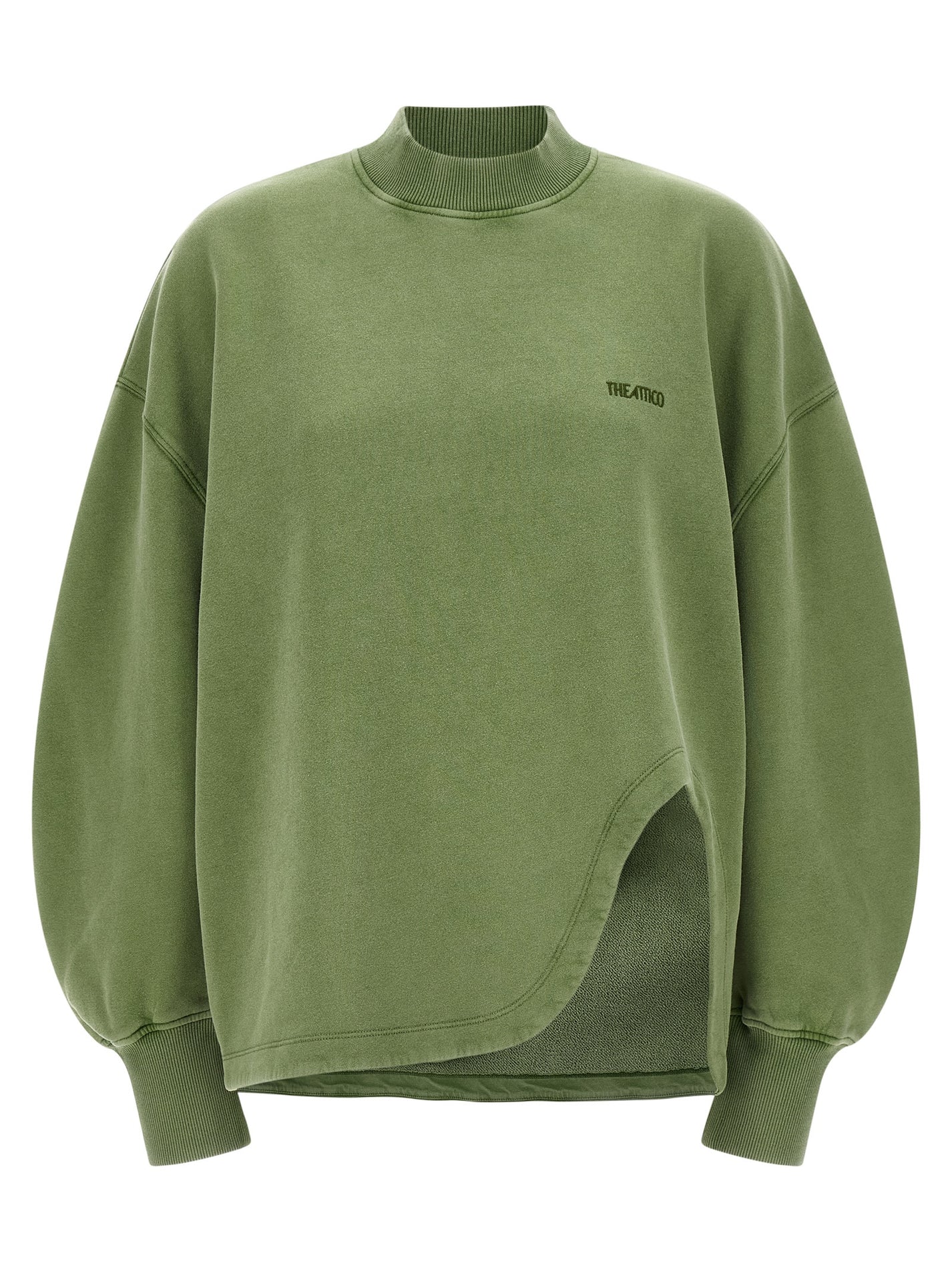 THE ATTICO - THE ATTICO Women’s Shaped Slit Sweatshirt Green - Women’s Sweatshirts