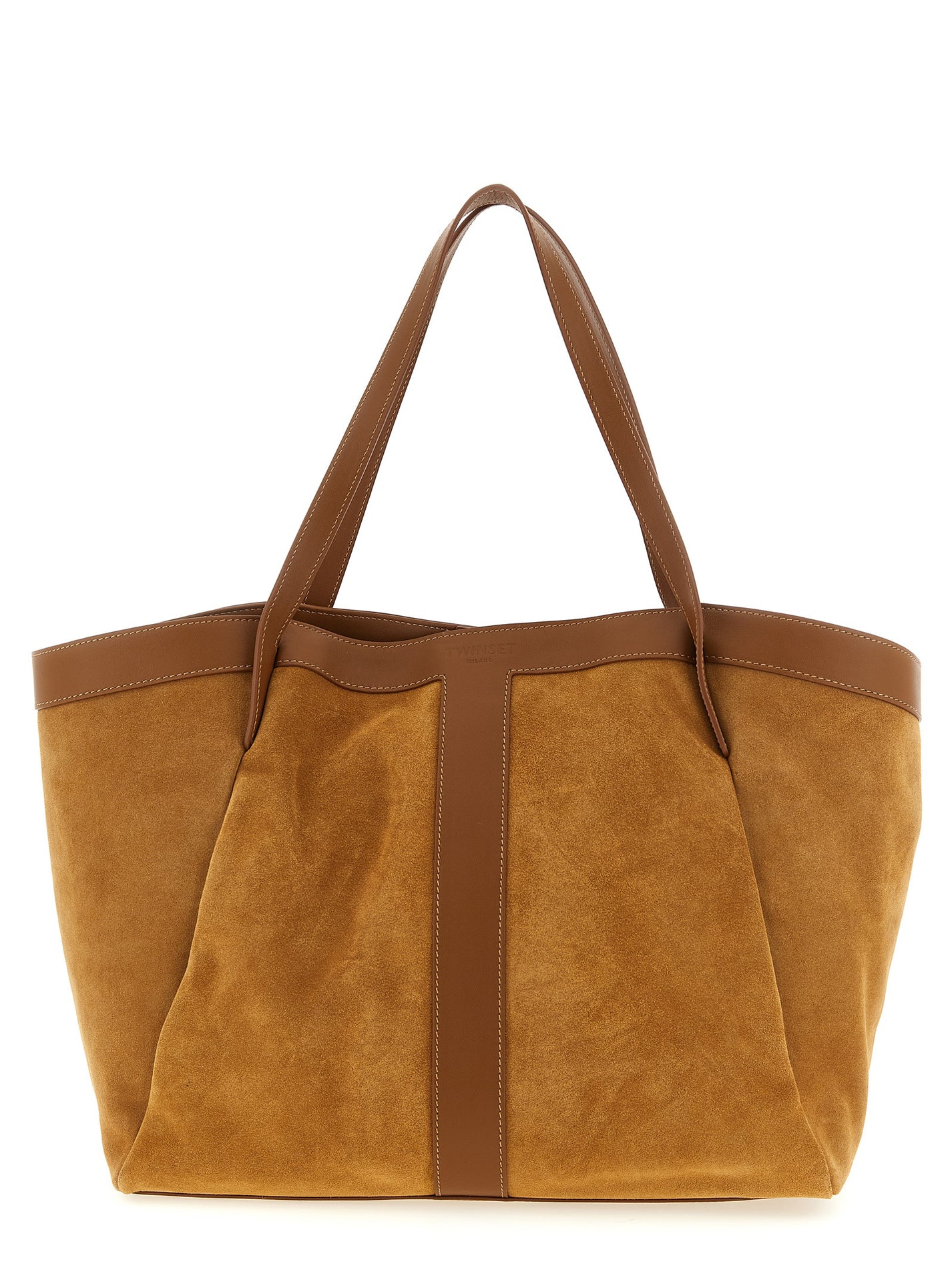 TWIN SET - TWIN SET Women’s Suede Shopping Bag Brown - Women’s Bags