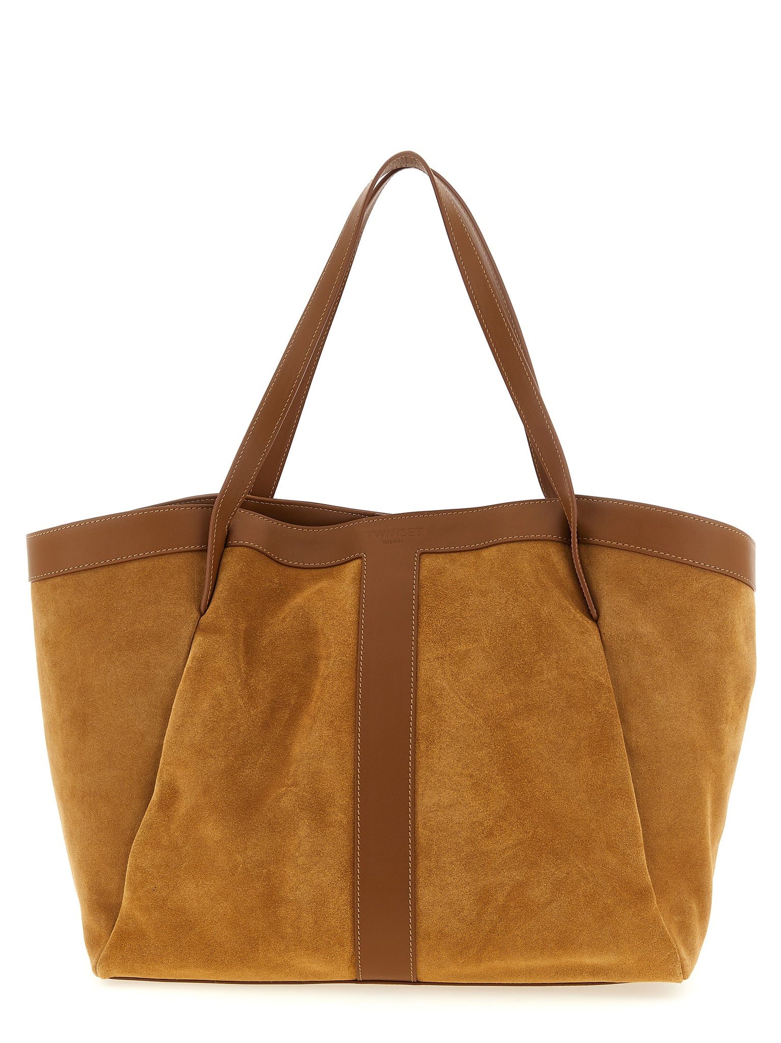TWIN SET - TWIN SET Women’s Suede Shopping Bag Brown - Women’s Bags