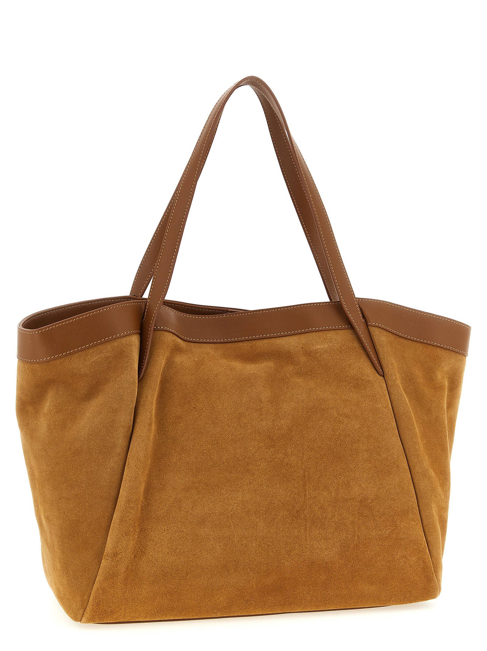 TWIN SET - TWIN SET Women’s Suede Shopping Bag Brown - Women’s Bags