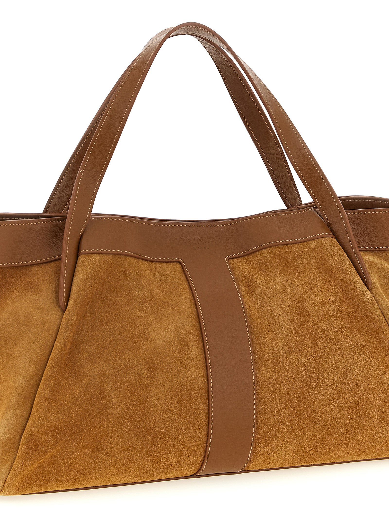 TWIN SET - TWIN SET Women’s Suede Shoulder Bag Brown - Women’s Bags