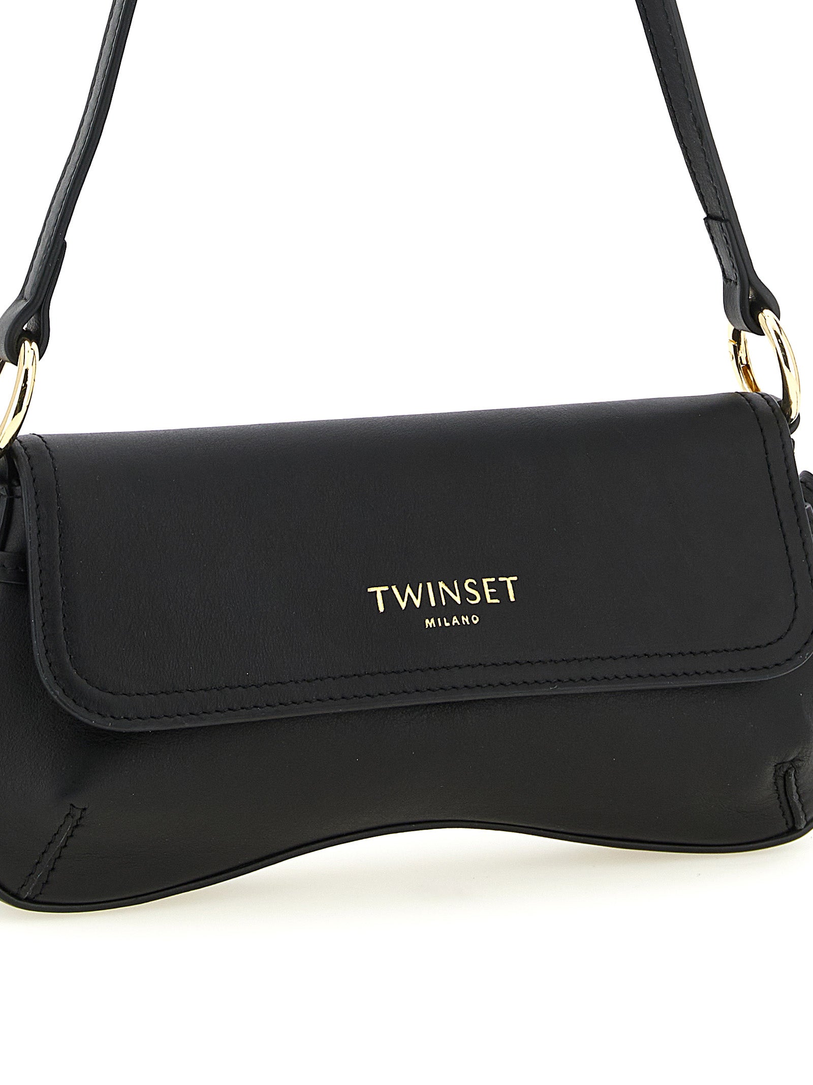 TWIN SET - TWIN SET Women’s Leather Shoulder Bag Black - Women’s Bags