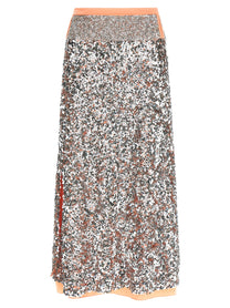 PACO RABANNE - PACO RABANNE Women’s Sequin Skirt Silver - Women’s Bottoms