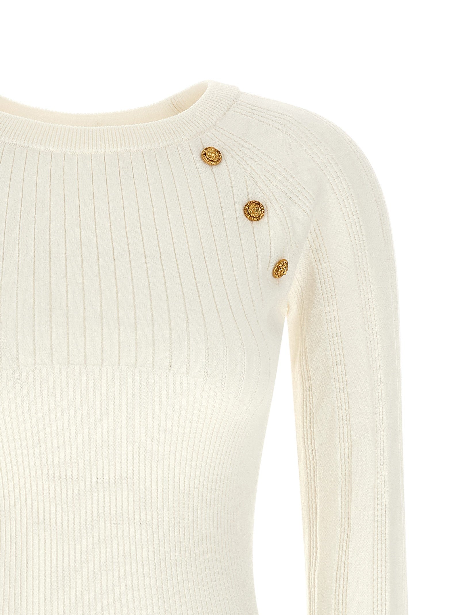 Balmain Buttons Sweater White