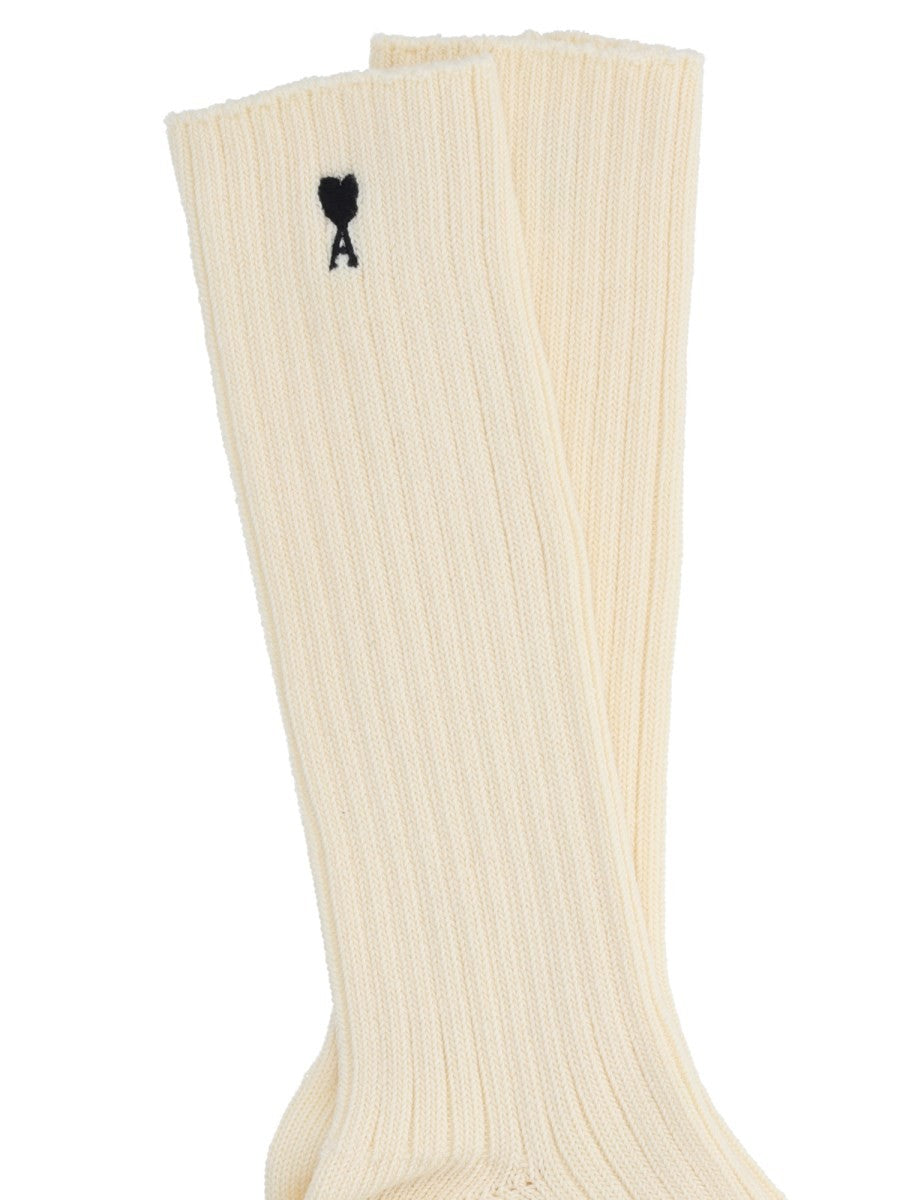 Ami Paris Unisex Calzini Ami DE Coeur White