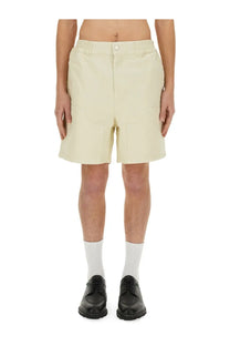 3.paradis men’s twill beige shorts in cream color with relaxed fit button closure and two front pockets