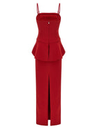 ROTATE Birger Christensen Floral Detail Dress Red, view 2
