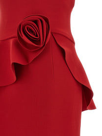 ROTATE Birger Christensen Floral Detail Dress Red