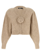 ROTATE Birger Christensen Flower Knit Cardigan Beige