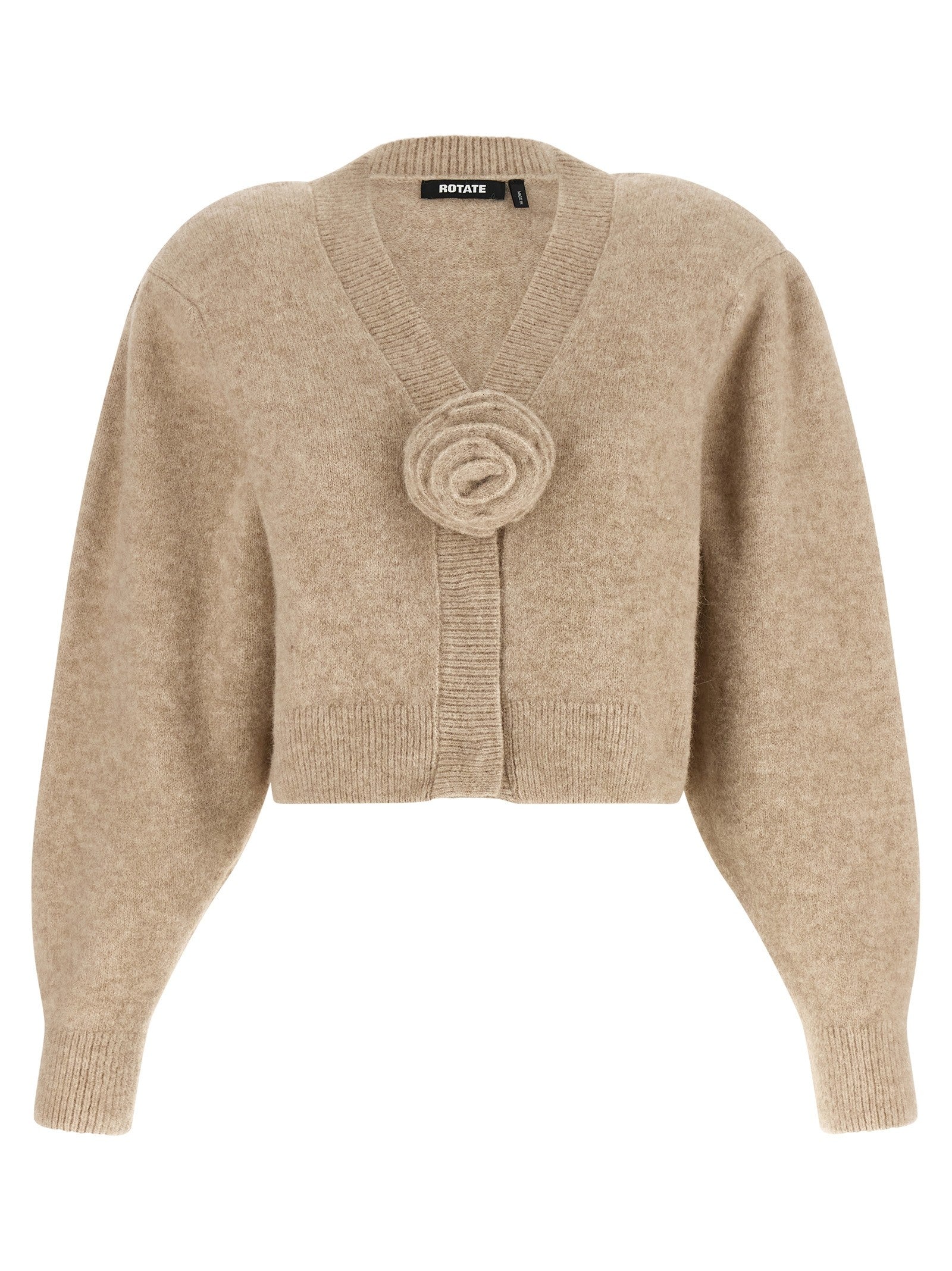 ROTATE Birger Christensen Flower Knit Cardigan Beige
